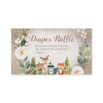 Winter Woodland Diaper Raffle White Floral Enclosure Card