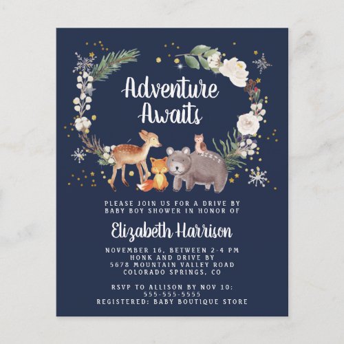Winter Woodland Drive By Baby Shower Invitation