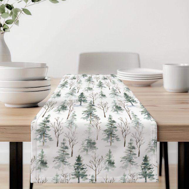 Winter Woodland Evergreen Forest Pattern Short Table Runner (Creator Uploaded)