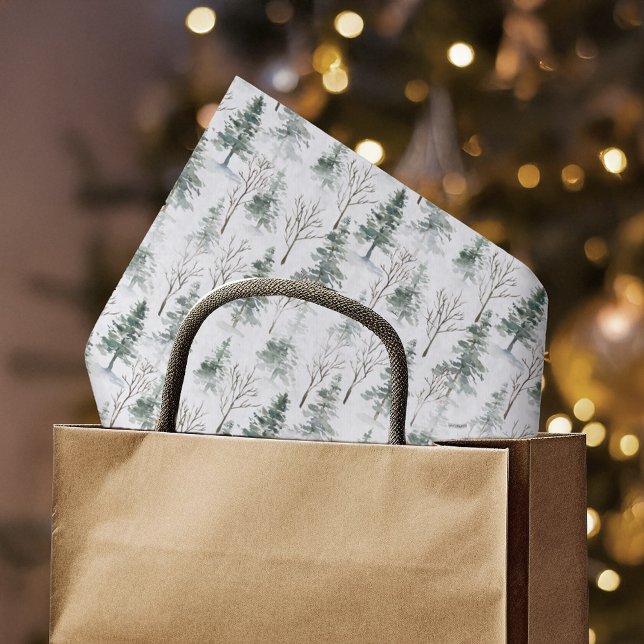 Winter Woodland Evergreen Forest Pattern Tissue Paper (Creator Uploaded)