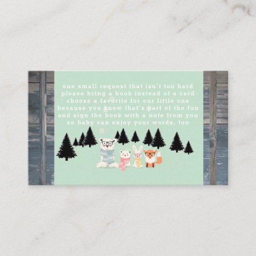 Winter Woodland Forest Animal Shower Book Request Enclosure Card
