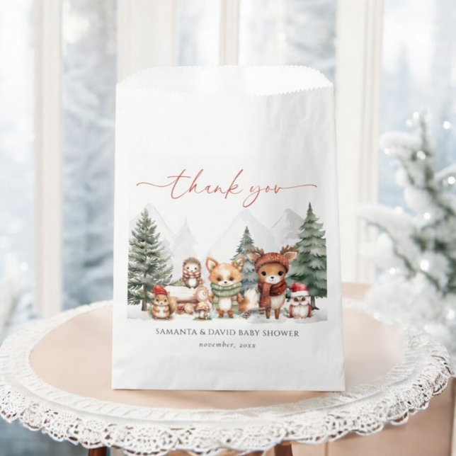 Winter Woodland Forest Animals Baby Shower Favor Bag (Creator Uploaded)