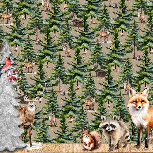 Winter Woodland Forest Animals First Snow Kraft Wrapping Paper