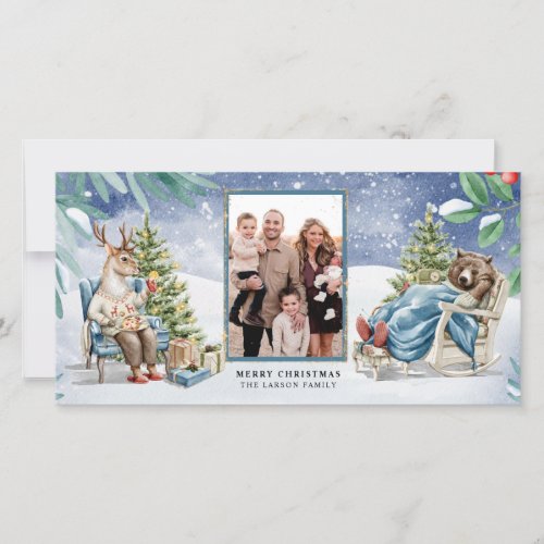 Winter Woodland Forest Animals Holiday Card