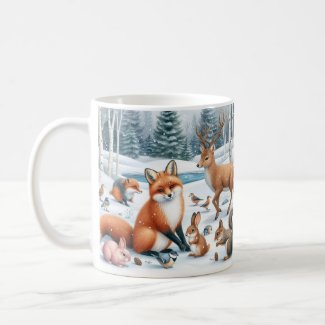 Winter Woodland Forest Animals Mug
