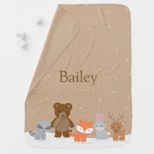 Winter Woodland Forest Animals Receiving Blanket