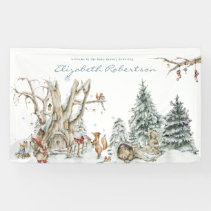 Winter Woodland Forest   Baby Shower Banner