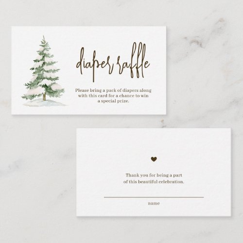 Winter Woodland Forest Baby Shower Diaper Raffle Note Card