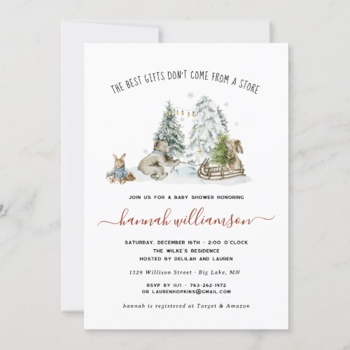 Winter Woodland Forest Baby Shower Invitation