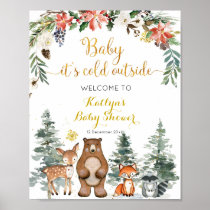 Winter Woodland Forest Baby Shower Welcome Sign