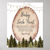 Winter Woodland Forest Baby Sock Hunt Poster