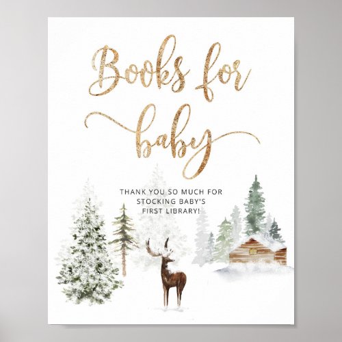Winter woodland forest deer Books for baby Poster