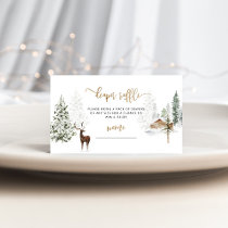 Winter woodland forest deer diaper raffle ticket enclosure card