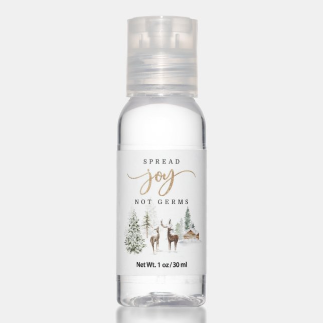 Winter woodland forest deer hand sanitizer (Front)