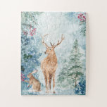 Winter Woodland Forest Deer Jigsaw Puzzle at Zazzle