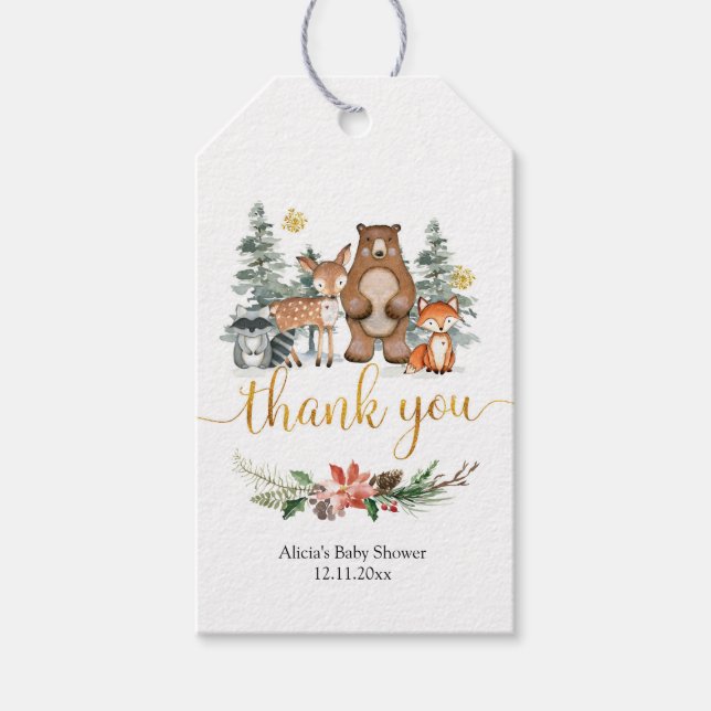 Winter Woodland Forest Favor Gift Tag (Front)