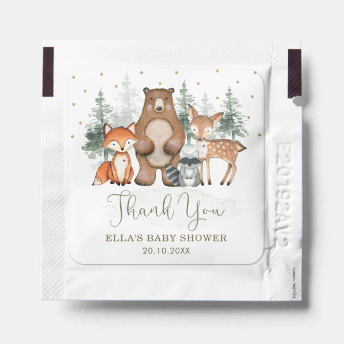 Winter Woodland Forest Greenery Baby Shower Favors Hand Sanitizer Packet Zazzle Com