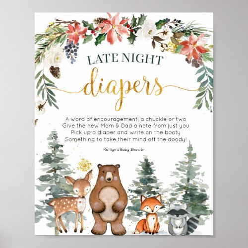 Winter Woodland Forest Late Night Diapers Poster