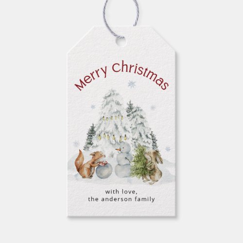 Winter Woodland Forest Merry Christmas Gift Tags