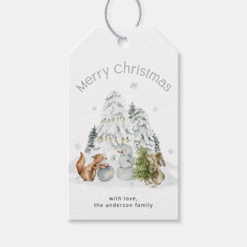 Winter Woodland Forest Merry Christmas Gift Tags