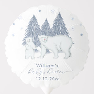 Winter Woodland Forest Polar Bear Baby Shower  Balloon