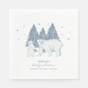 Winter Woodland Forest Polar Bear Baby Shower  Napkins