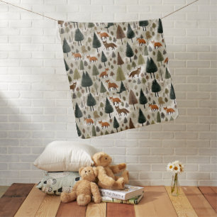 Winter Woodland Fox  Baby Blanket