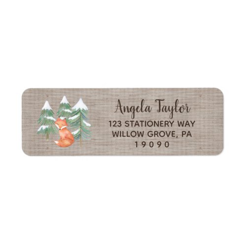 Winter Woodland Fox Baby Shower Label