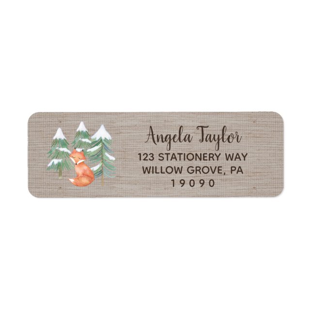 Winter Woodland Fox Baby Shower Label (Front)