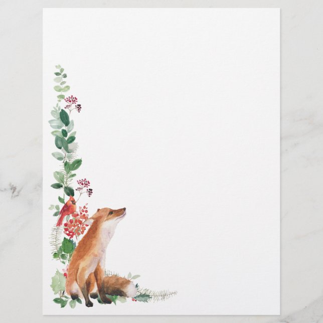 Winter Woodland Fox Christmas New Year  Letterhead (Front)