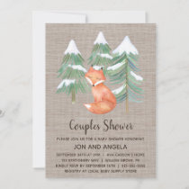 Winter Woodland Fox Couples Baby Shower Invitation