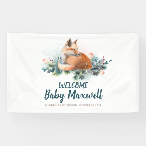 Winter Woodland Fox Cute Baby Shower Banner
