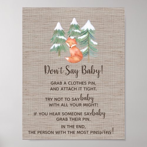 Winter Woodland Fox Dont Say Baby Sign