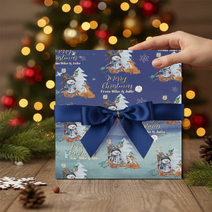 Winter Woodland Fox & Snowman Wrapping Paper