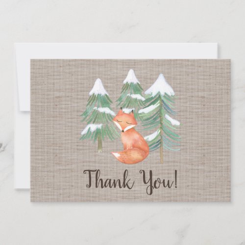 Winter Woodland Fox Thank You Card