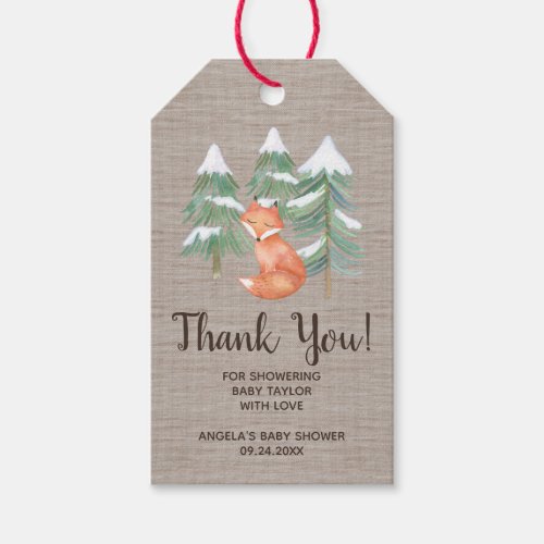 Winter Woodland Fox Thank You Gift Tags