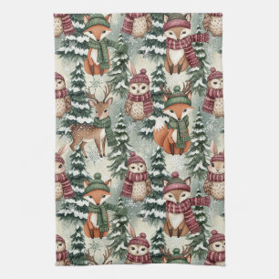 Winter Woodland Friends – Cute Animals Kitchen Towel