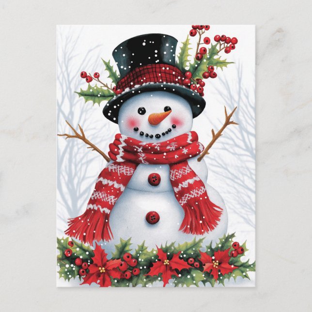 Winter Woodland Friends | Festive Snowman Postcard (Front)