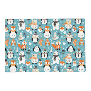 Winter Woodland Friends in Cozy Knits Placemat