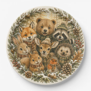 Winter Woodland Friends Wreath Birthday Portrait Paper Plates