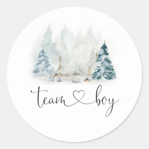 Winter woodland gender reveal team boy stickers