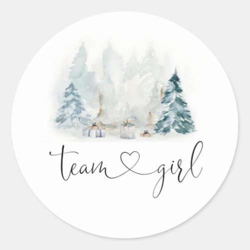 Winter woodland gender reveal team girl stickers