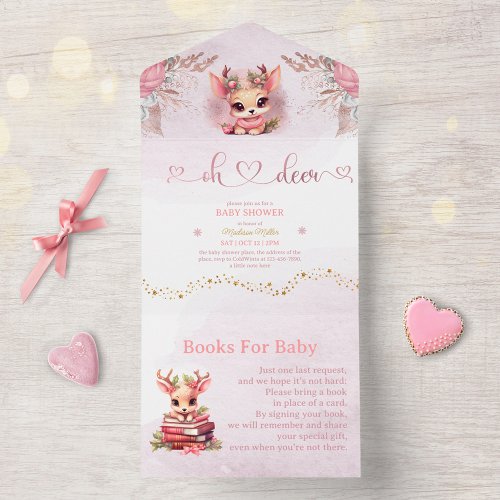 Winter Woodland Girl Baby Shower All In One Invitation