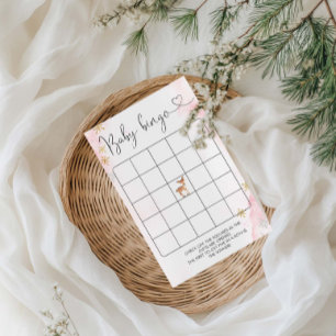 Winter Woodland Girl Baby Shower Bingo Game