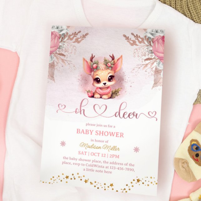 Winter Woodland Girl Baby Shower Invitation (Creator Uploaded)