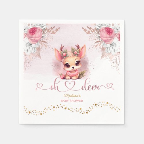 Winter Woodland Girl Baby Shower Napkins