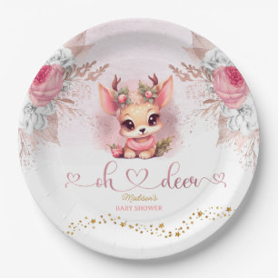 Winter Woodland Girl Baby Shower Paper Plates
