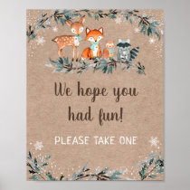 Winter Woodland Greenery Baby Shower Favor Poster