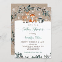 Winter Woodland Greenery Baby Shower Invitation