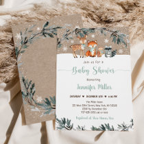 Winter Woodland Greenery Baby Shower Invitation